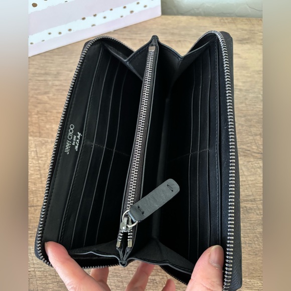 Jimmy Choo Black Leather Star Studded Zip Long Wallet - Picture 9 of 13